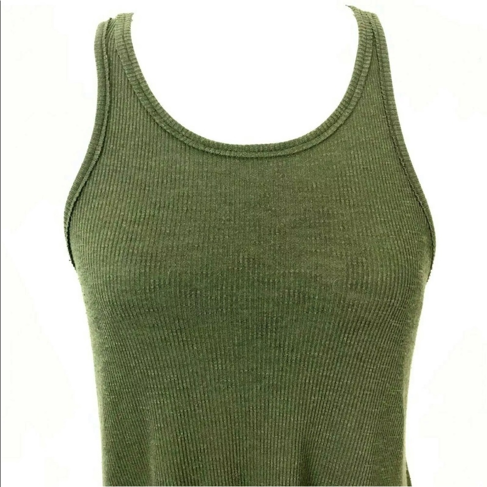 ๐ดFree People Green Ribbed Tank Top Racer Back S - Picture 2 of 7